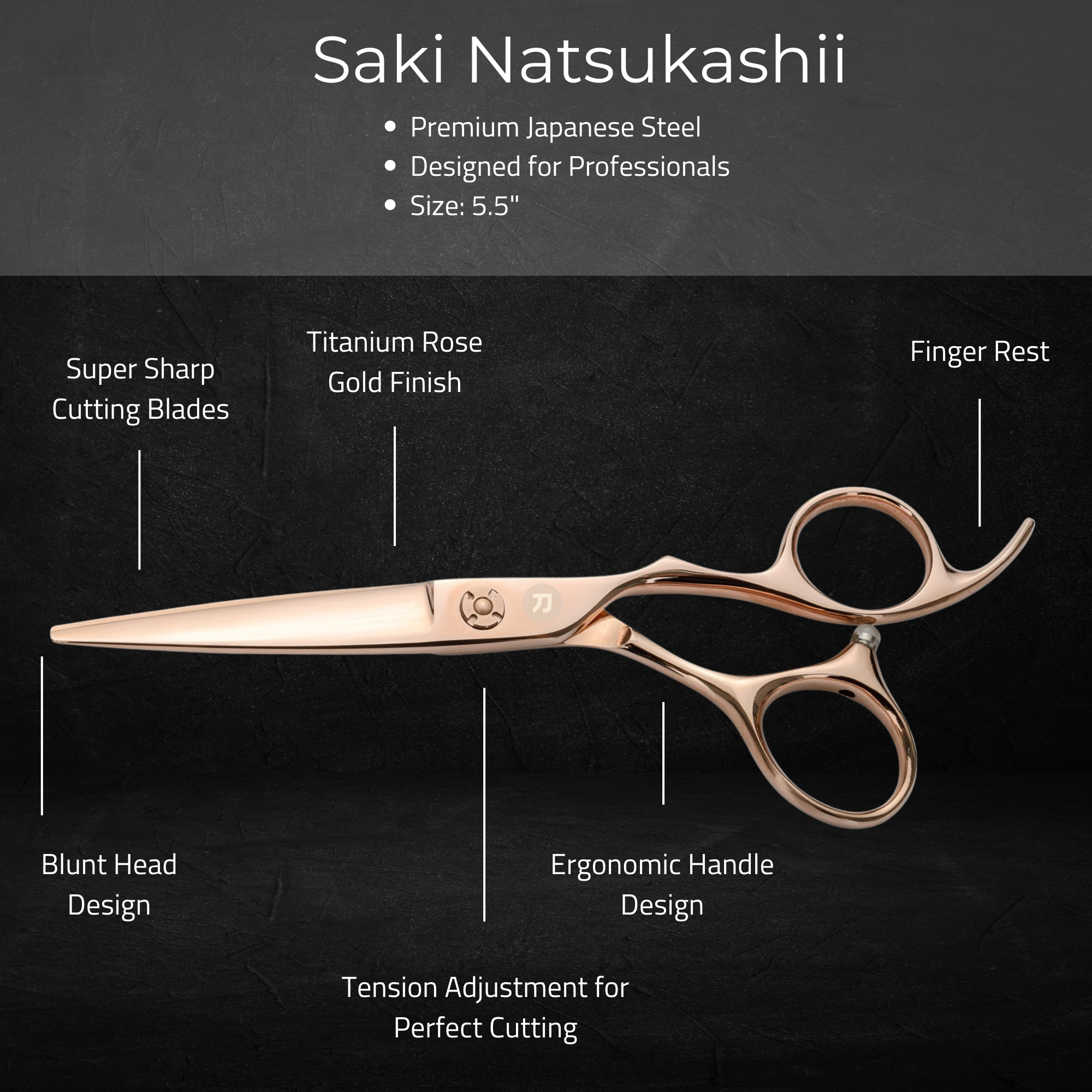 Cesoie/forbici per tagliare i capelli in oro rosa Natsukashii